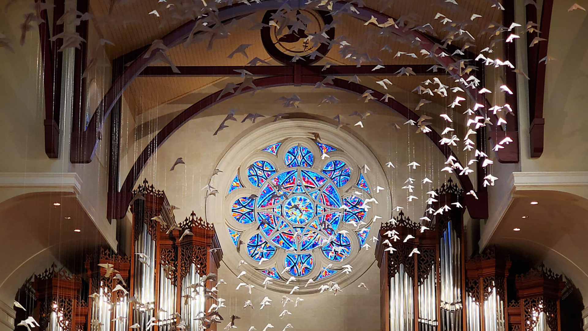 The Doves of Peachtree Road: Doves and Rose Window - photo credit Mark Rainey